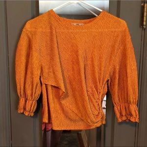 Zara women’s Crop top blouse in gold/orange